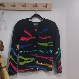 Berek Black and Blue Knit Cardigan